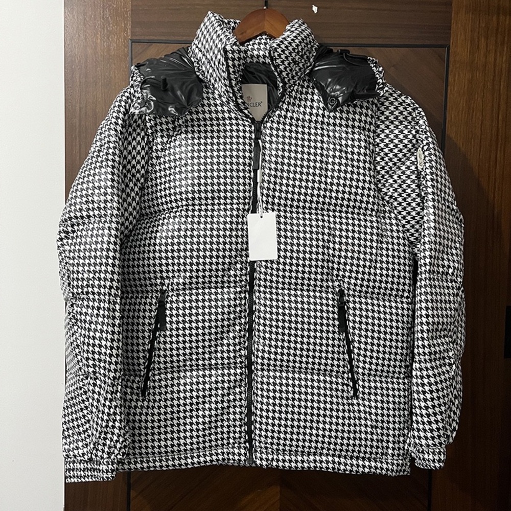 Moncler Black & White Houndstooth Puffer Jacket